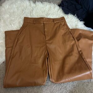 Womens Tan Leather Pants